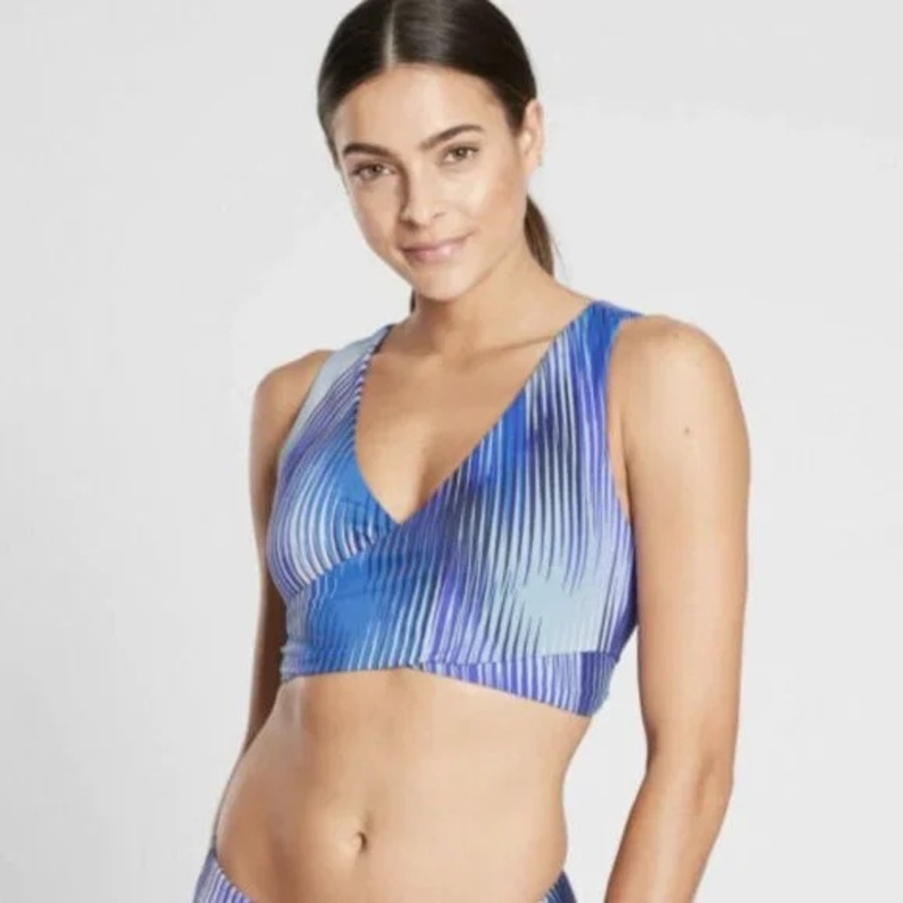 Athleta 2020 IBIZA Convertible Bikini Top ONLY Wrap Blue Women's Size S, NWT